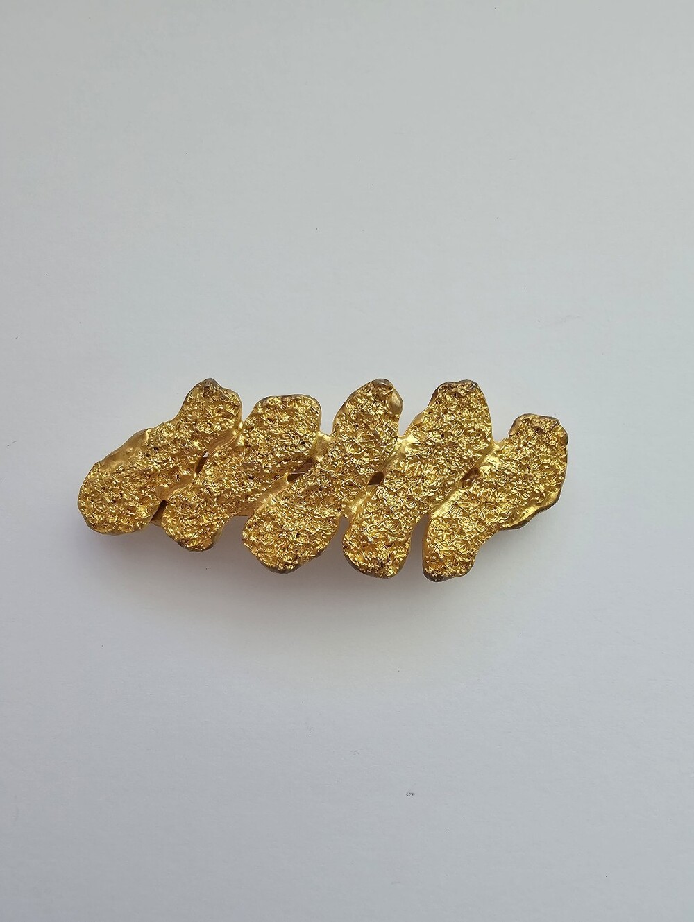 Vintage Dolce Vita Gold Nugget Barrette - Textured Brutalist Hair Clip - 1980s